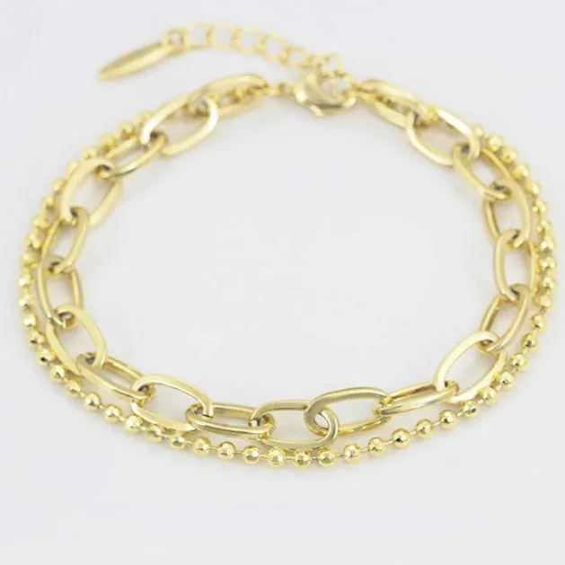 14k Gold Filled Two Layers Anklet