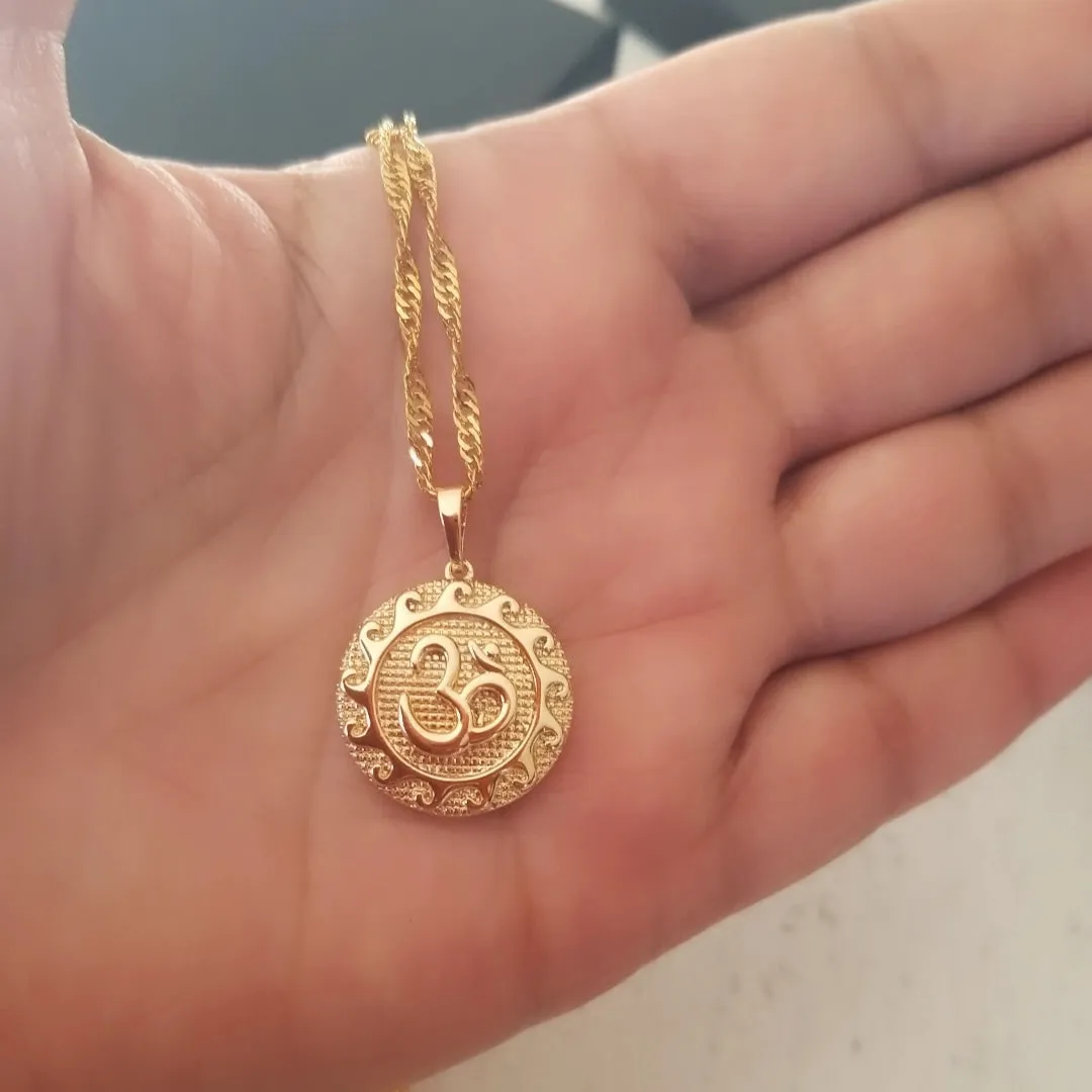 18k Gold Filled OM Pendant Necklace