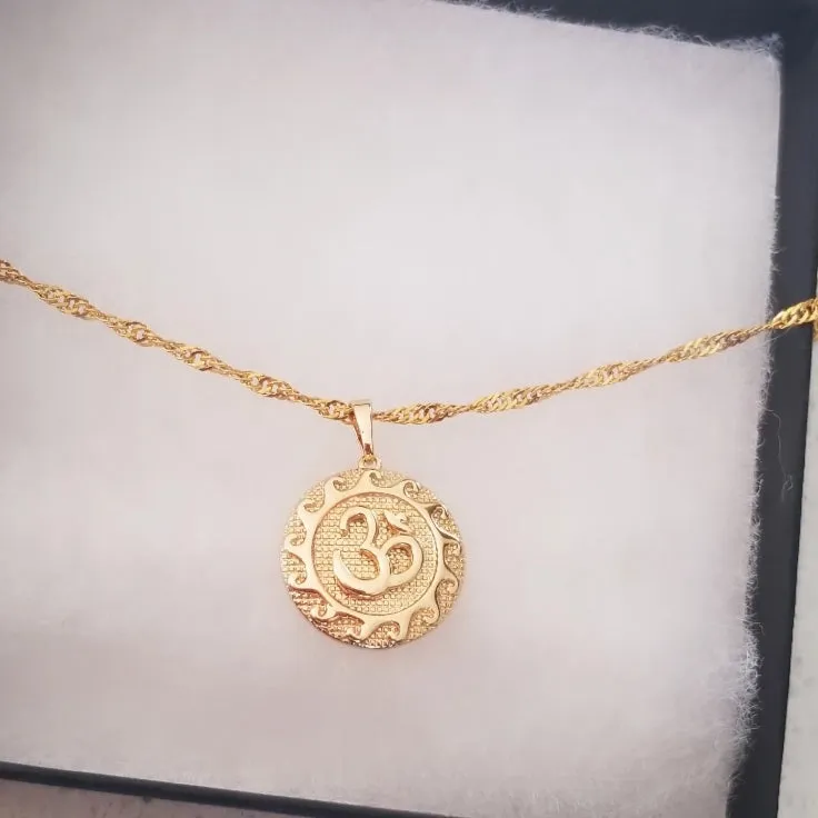 18k Gold Filled OM Pendant Necklace