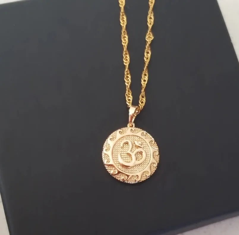 18k Gold Filled OM Pendant Necklace