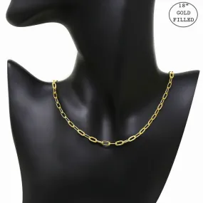 18K Gold Filled Oval Link Short Necklace