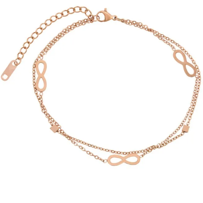 18K Rose Gold Plated Love Infinity Anklet