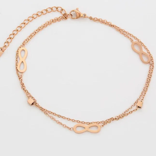 18K Rose Gold Plated Love Infinity Anklet