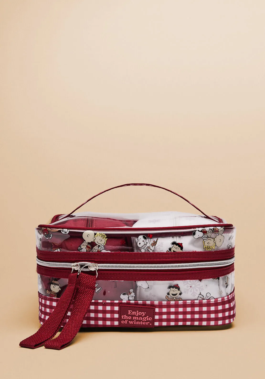 3-Pack Gingham Snoopy Vanity Cases - Red