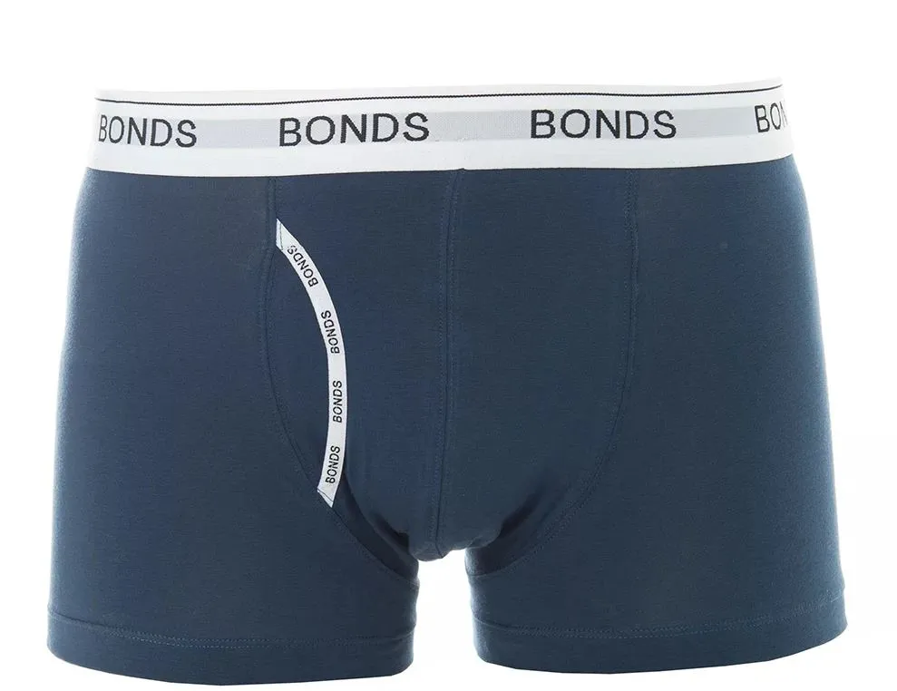 3 x Mens Bonds Guyfront Trunks Underwear Undies Navy/White