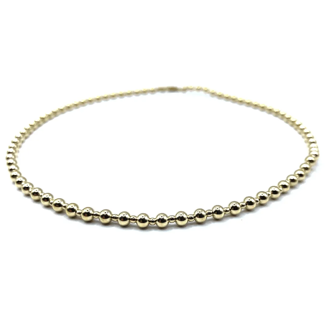 4mm+2mm+4mm Gold Filled Waterproof Dimension Necklace 16