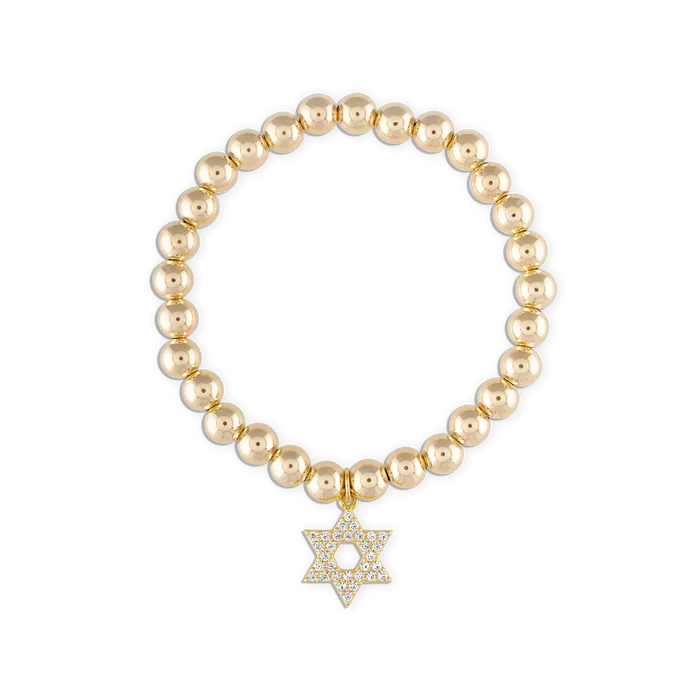 Alexa Leigh Crystal Star of David Bracelet in Yellow Gold