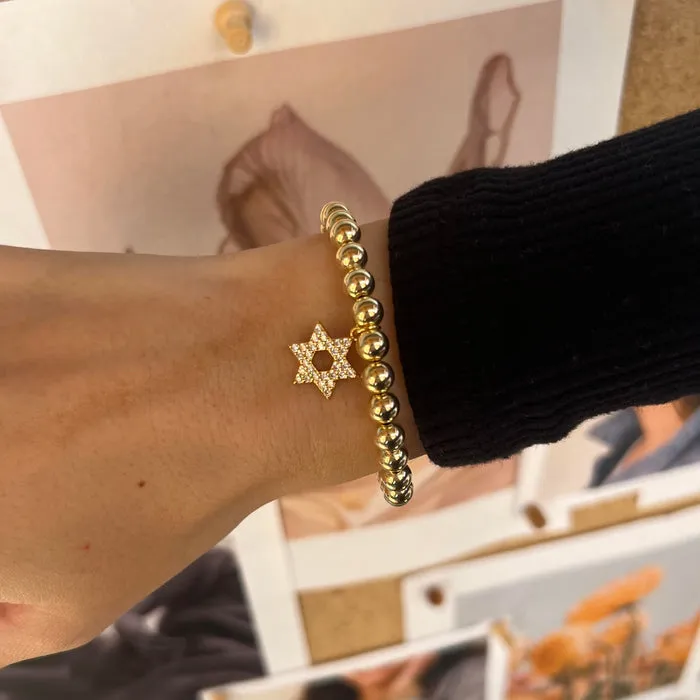 Alexa Leigh Crystal Star of David Bracelet in Yellow Gold