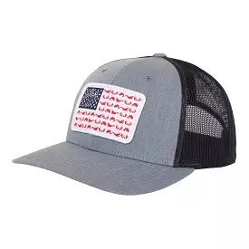 American Flag Snapback Fishing Hat - Heather Grey/Charcoal