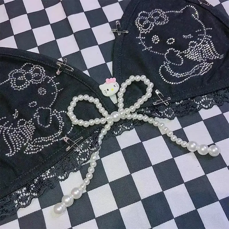 black bling y2k hello kitty underwear BY12000