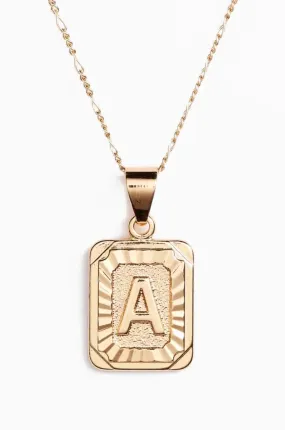 BRACHA Gold Filled Initial Card Necklace