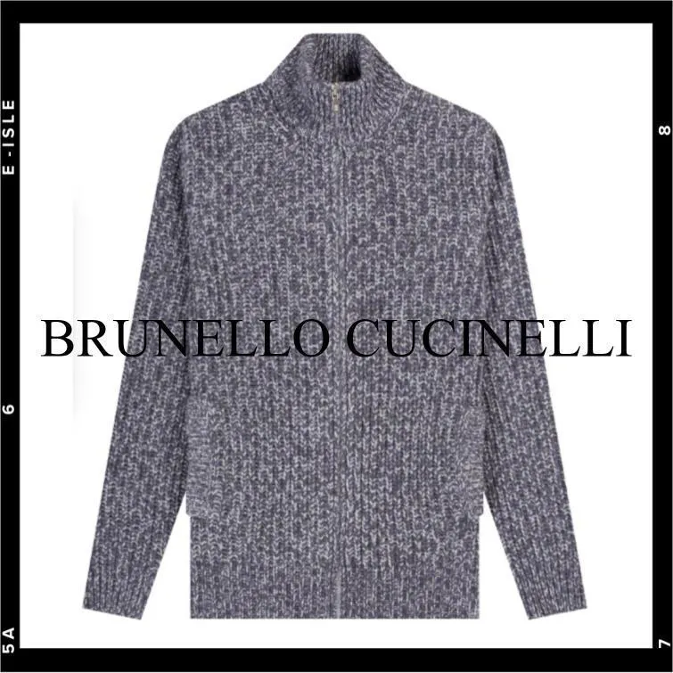 BRUNELLO CUCINELLI  |Wool Cashmere Silk Plain Logo Cardigans