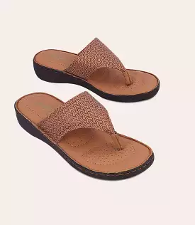 BW2449-TAN-Women Comfort Chappal