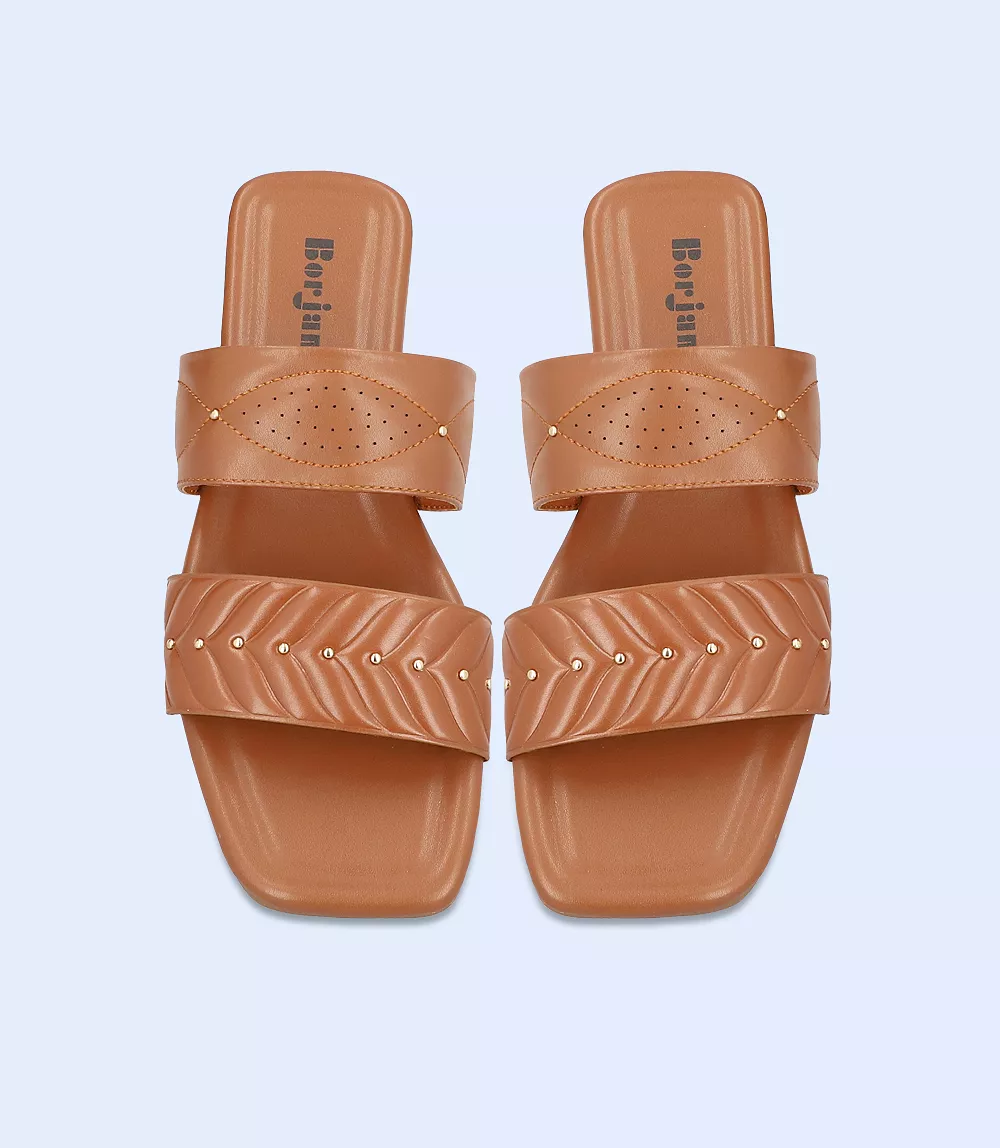 BW7344-TAN-Women Casual Slipper