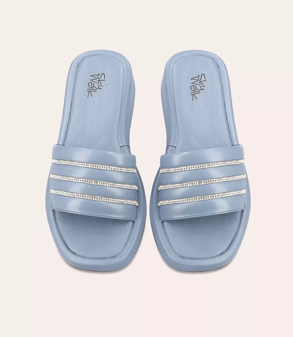 BW7354-BLUE-Women Comfort Slipper