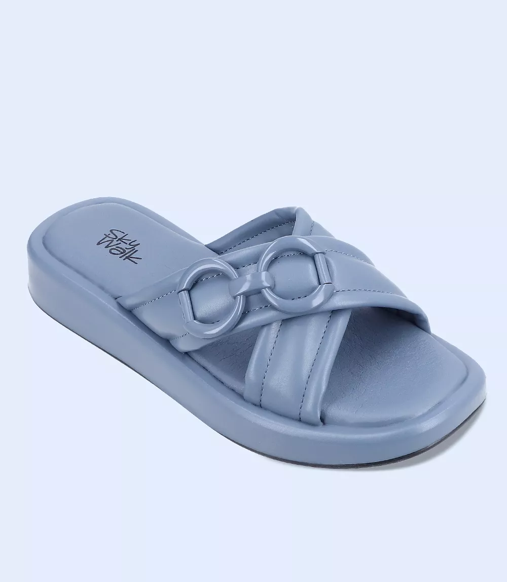 BW7357-BLUE-Women Comfort Slipper