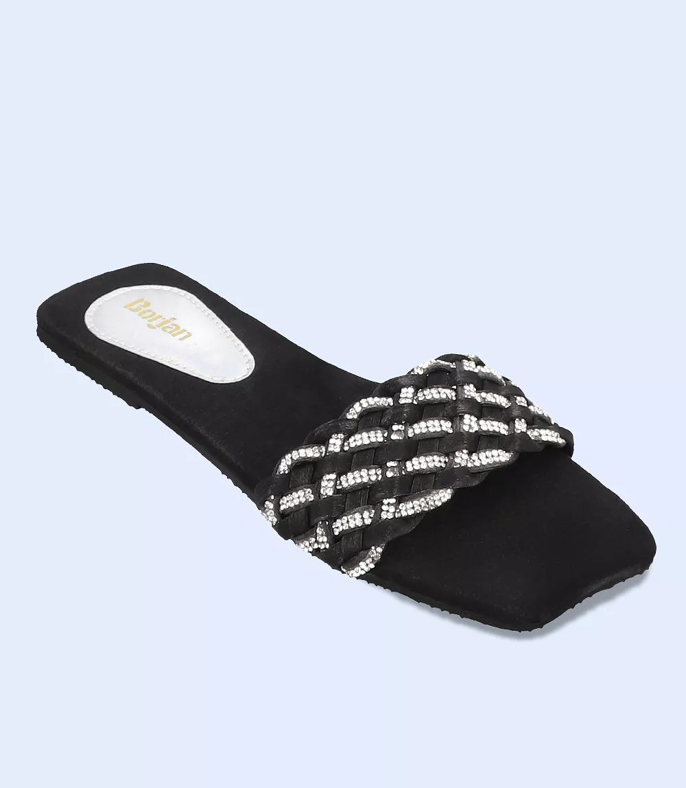 BW7467-BLACK-Women Casual Slipper