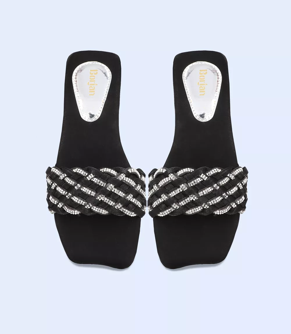 BW7467-BLACK-Women Casual Slipper