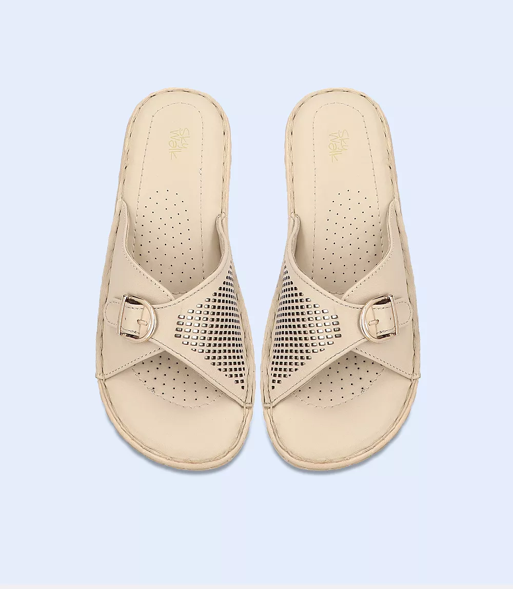 BW7531-BEIGE-Women Comfort Slipper