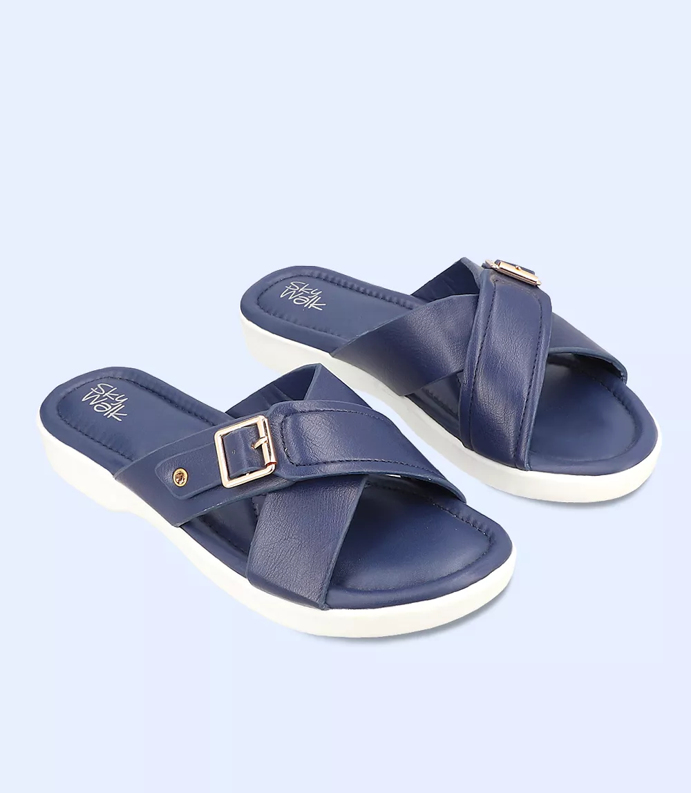 BW7553-NAVY-Women Comfort Slipper