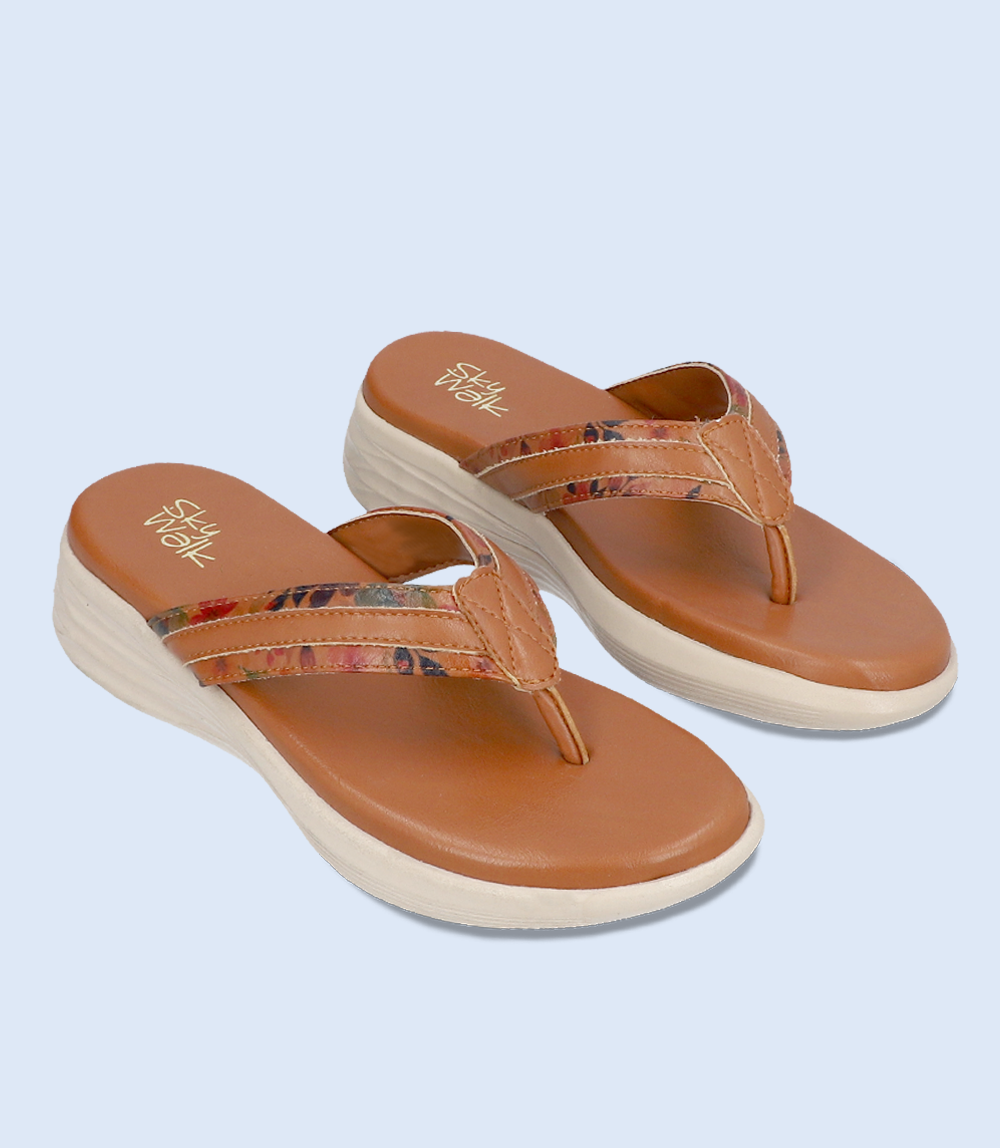 BW7665-TAN-Women Comfort Chappal