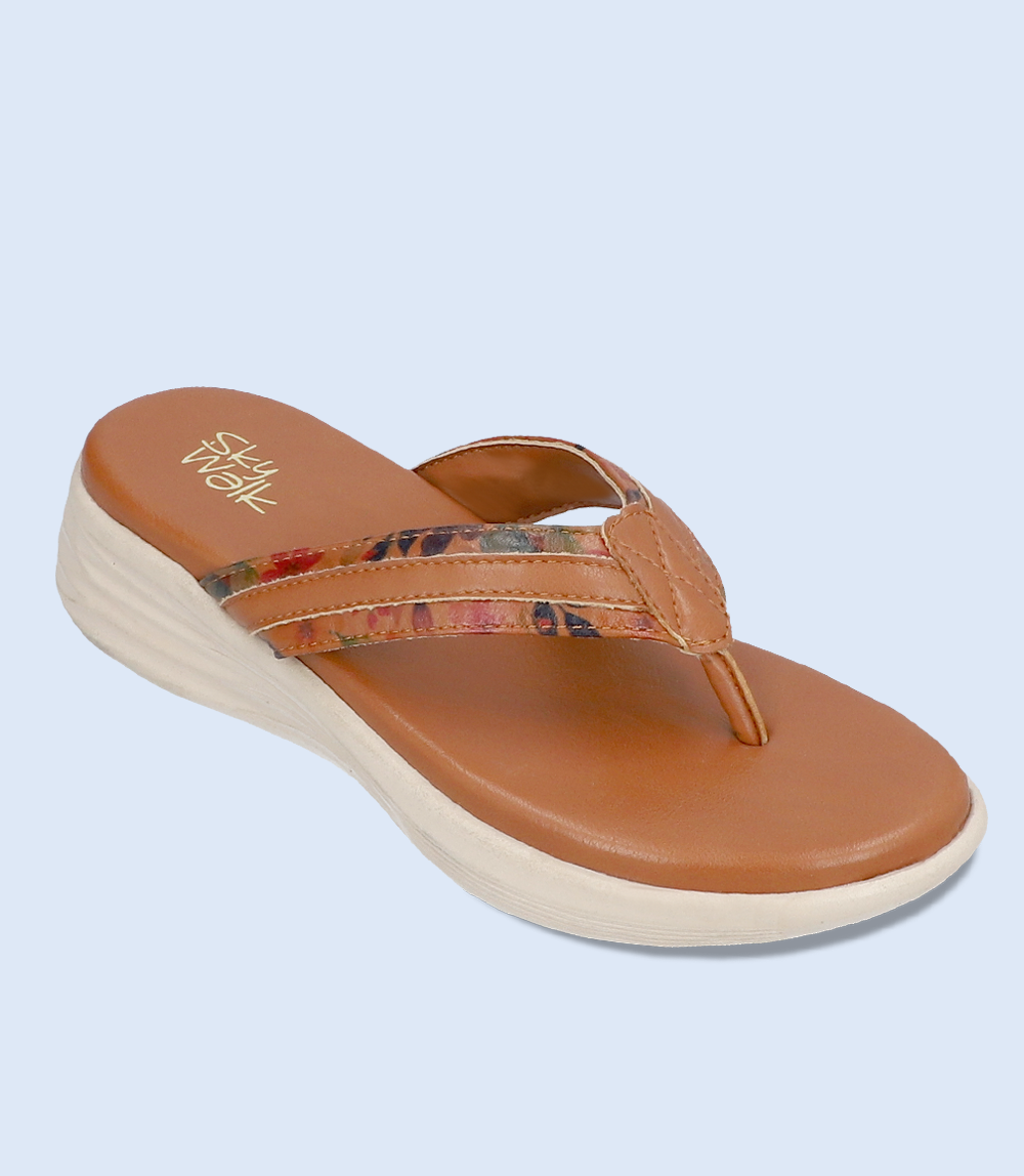 BW7665-TAN-Women Comfort Chappal