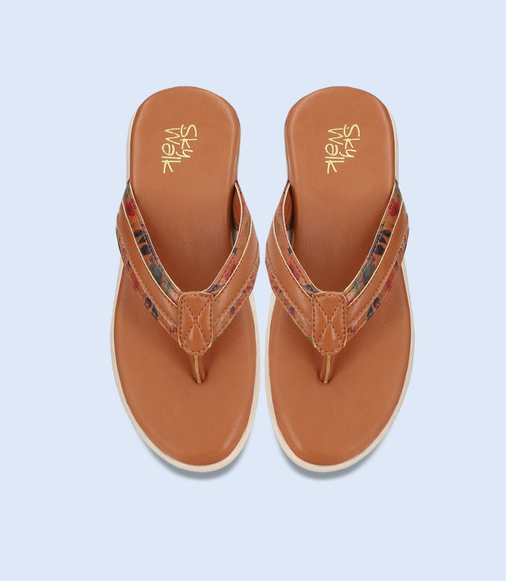 BW7665-TAN-Women Comfort Chappal