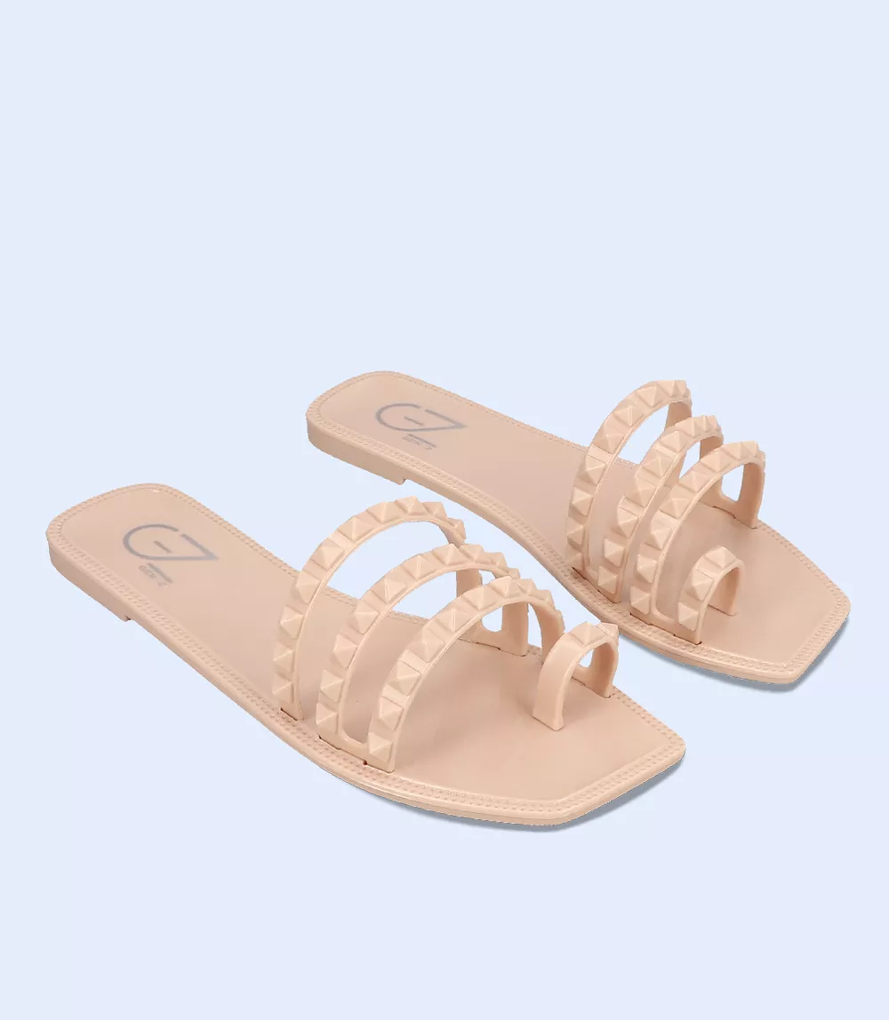 BW7667-BEIGE-Women Casual Slipper