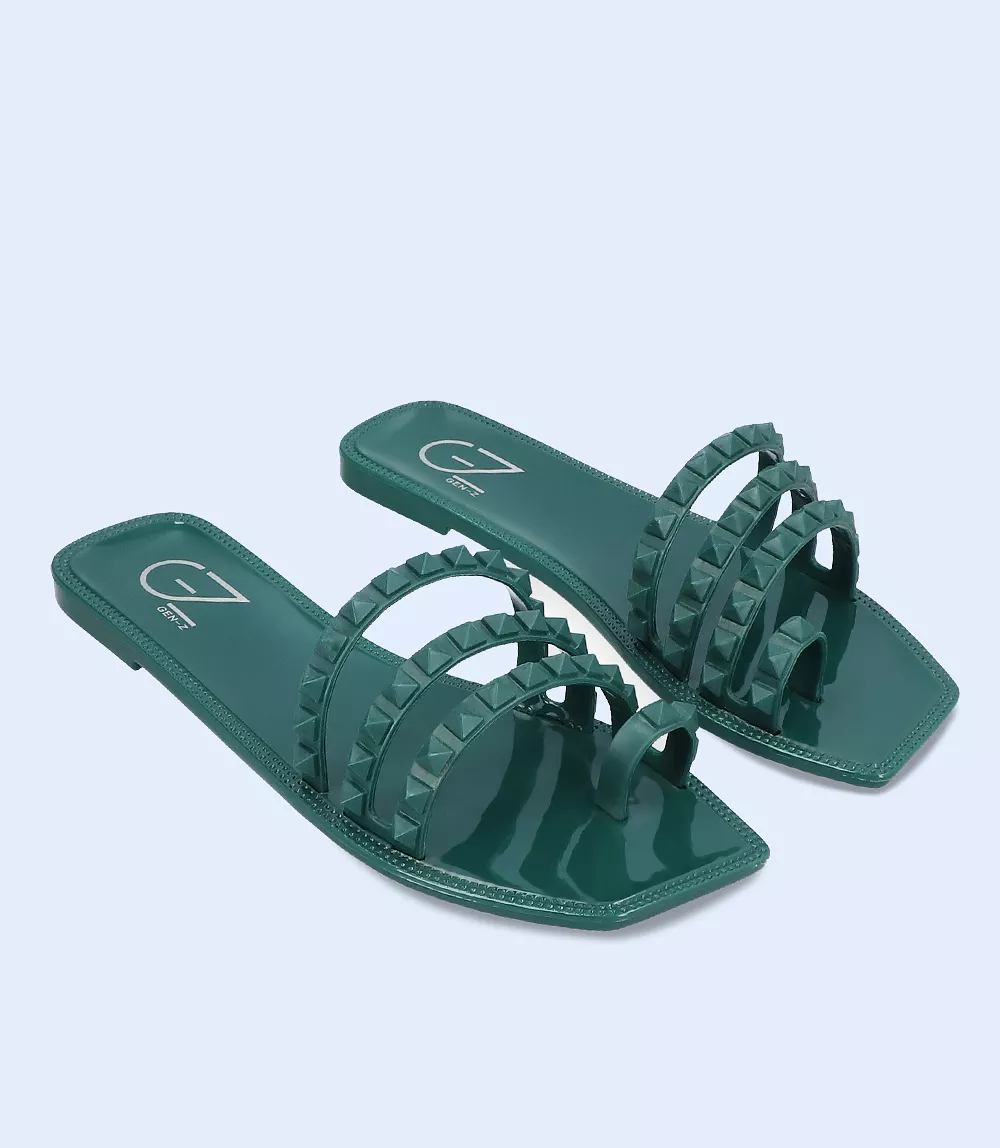 BW7667-DARK-GREEN-Women Casual Slipper