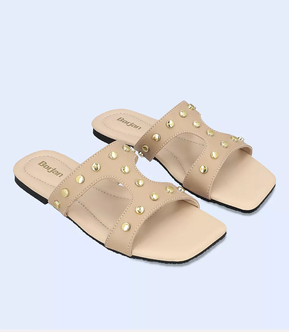 BW8048-BEIGE-Women Casual Slipper