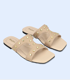 BW8048-BEIGE-Women Casual Slipper