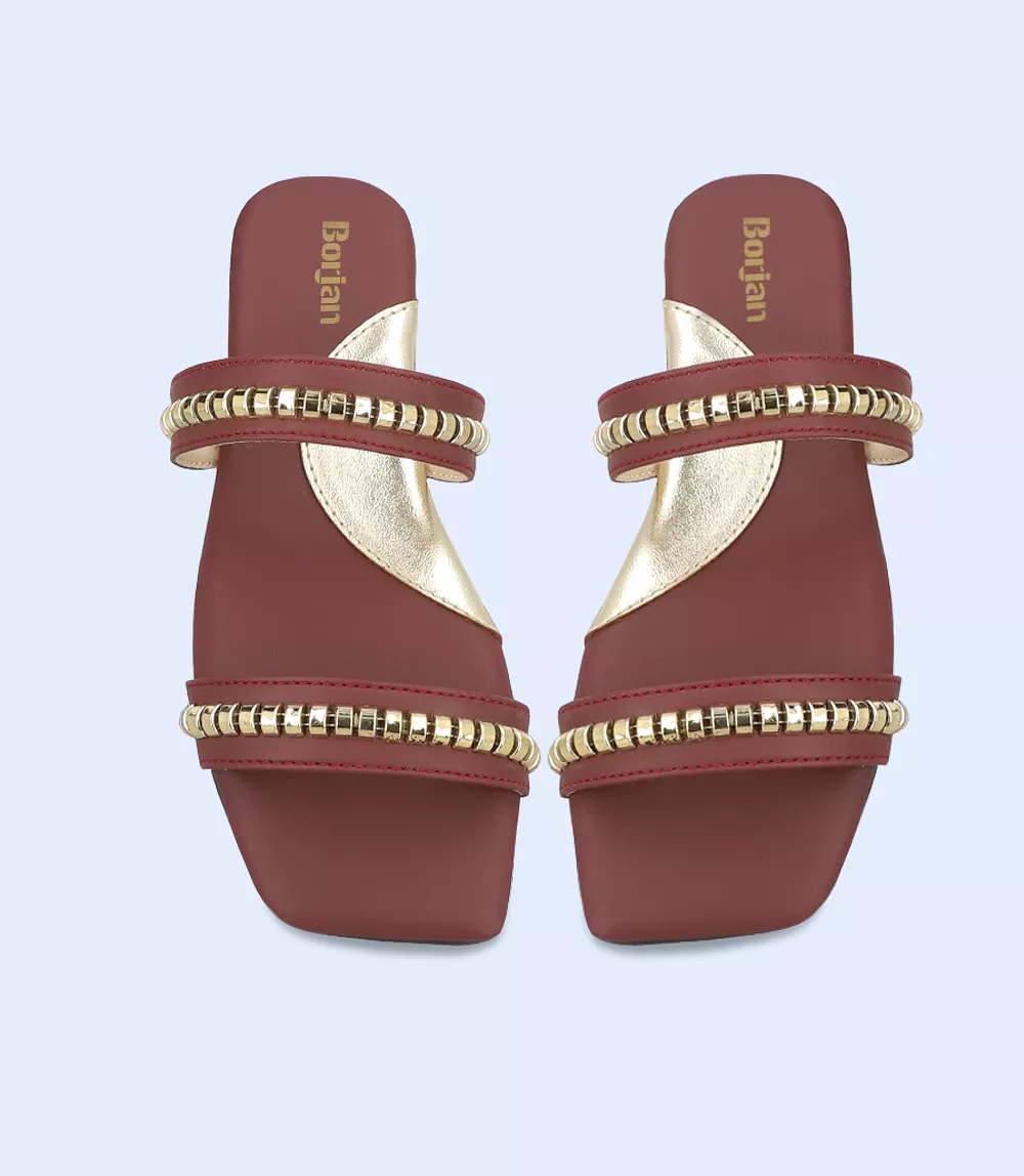 BW8049-MAROON-Women Casual Slipper