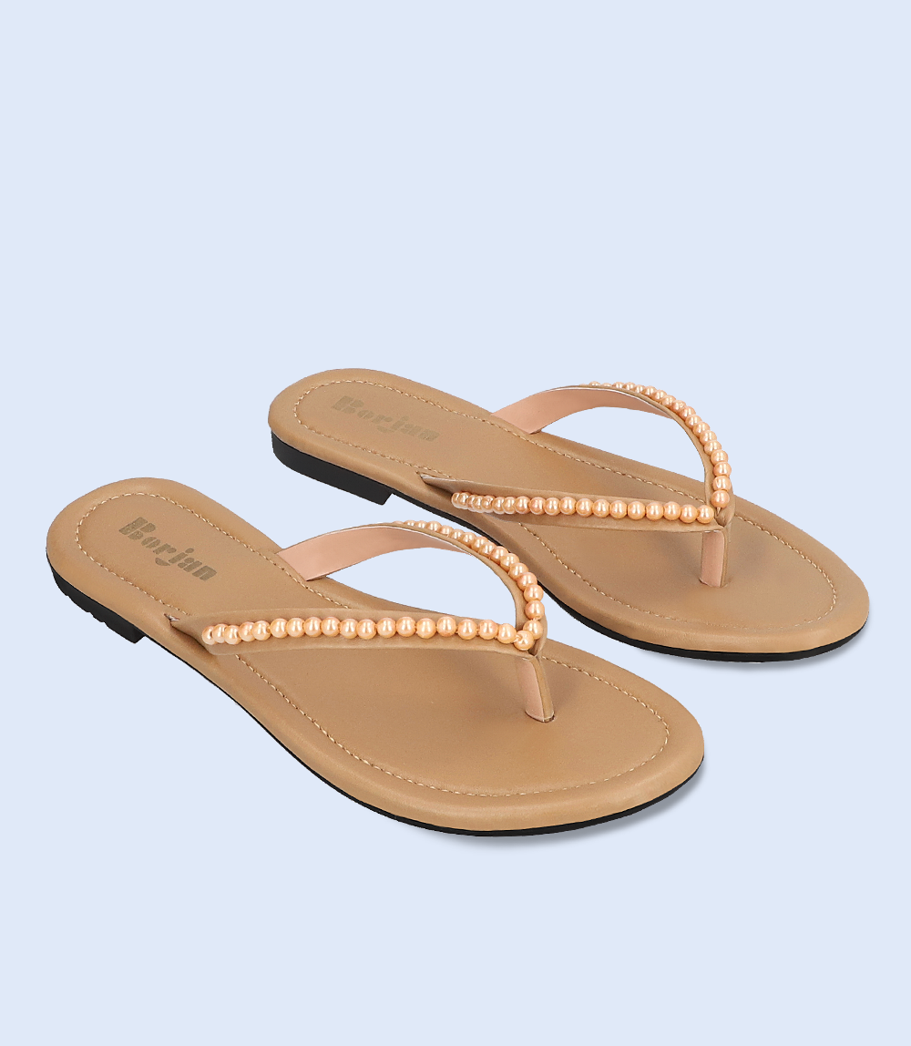 BW8115-BEIGE-Women Casual Chappal