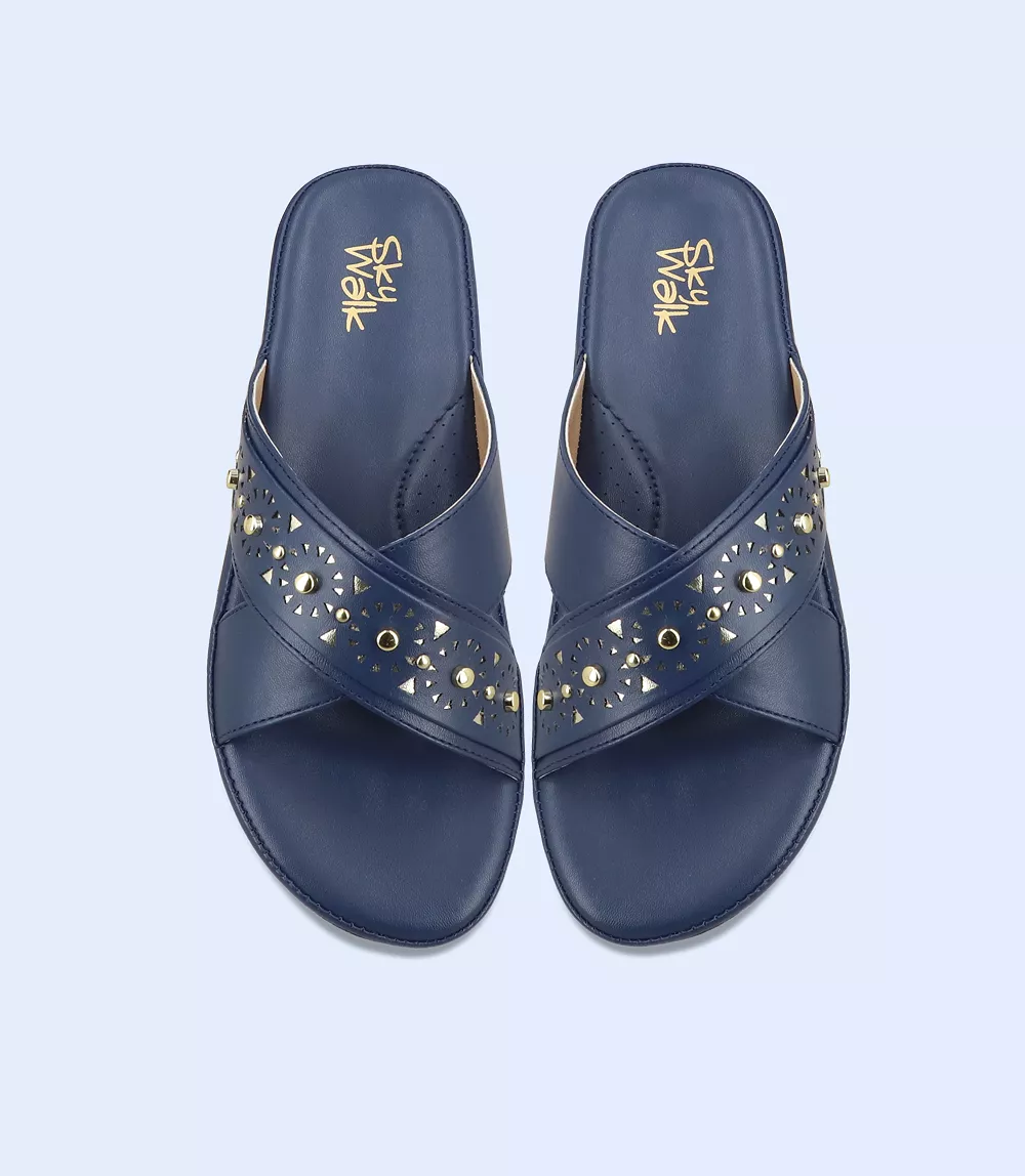 BW9254-NAVY-Women Comfort Slipper