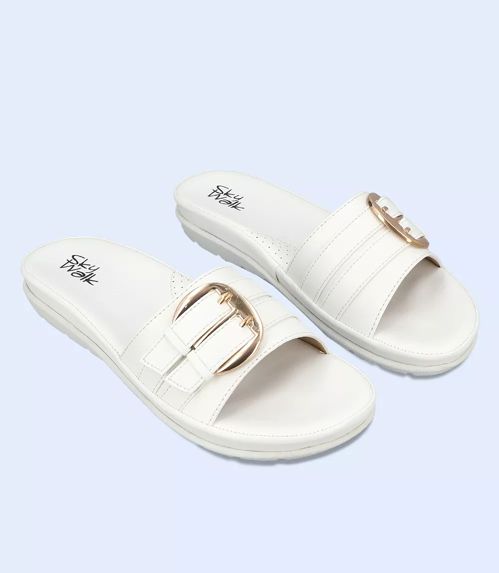 BW9255-White-Women Comfort Slipper