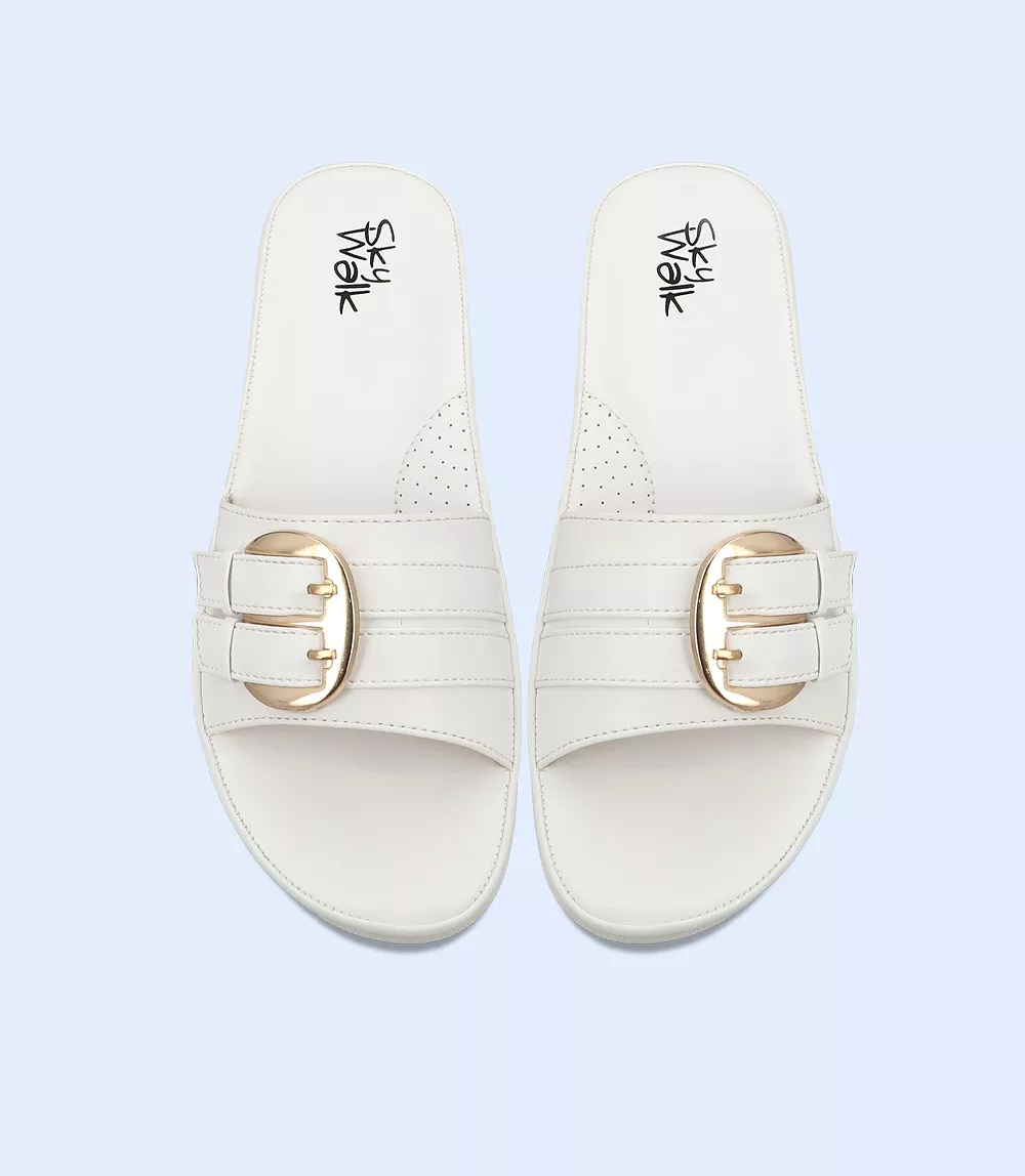 BW9255-White-Women Comfort Slipper