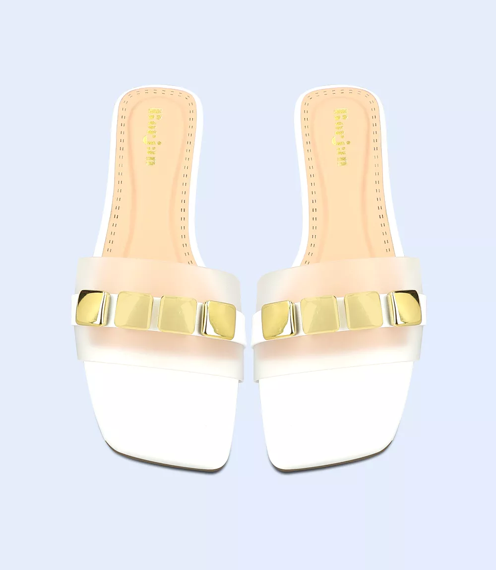 BW9308-WHITE-Women Casual Slipper