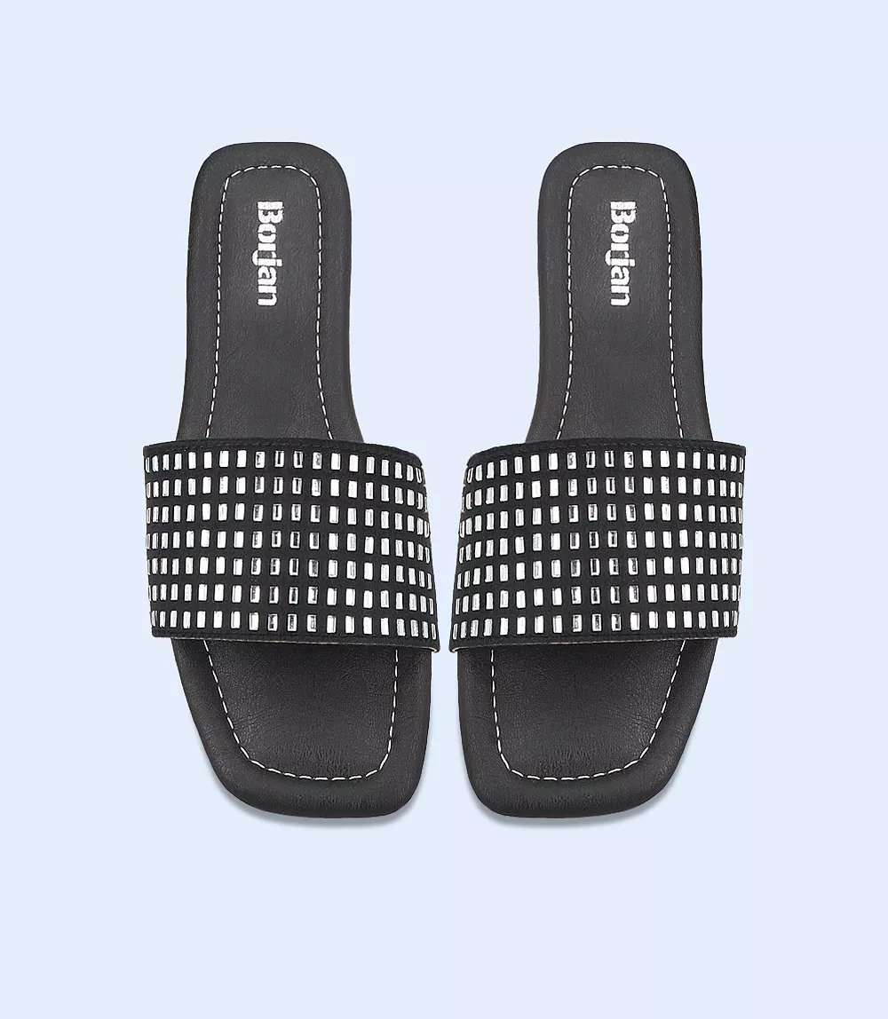 BW9424-BLACK-Women Casual Slipper