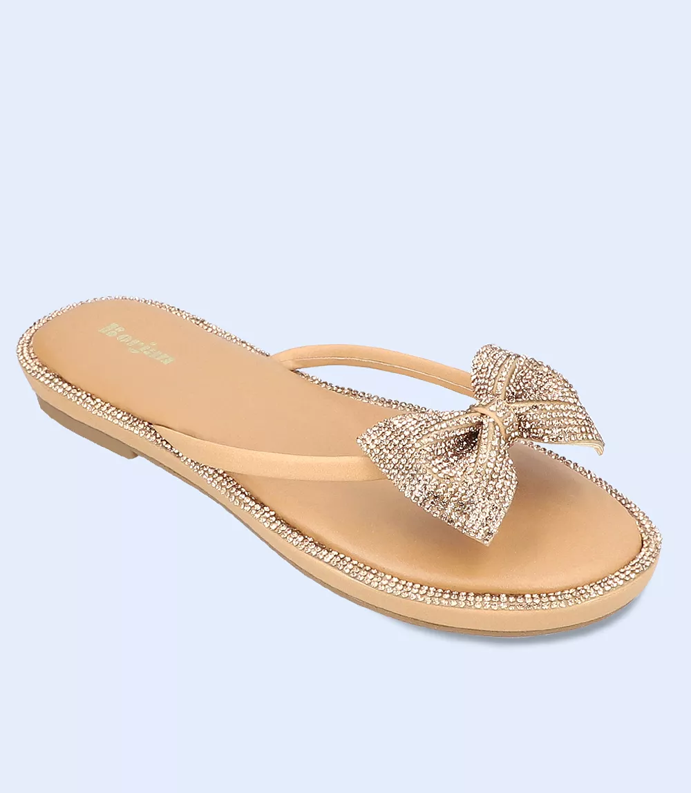 BW9474-BEIGE/GOLD-Women Formal Chappal