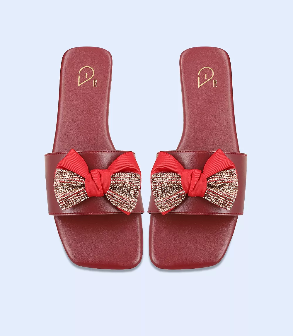 BW9493-MAROON-Women Casual Slipper