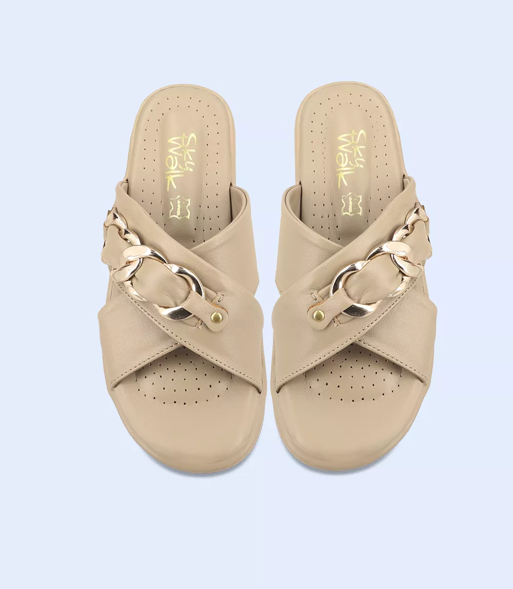 BW9511-BEIGE-Women Comfort Slipper