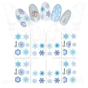 Christmas Nails Purple Blue Snowflakes Water Decals