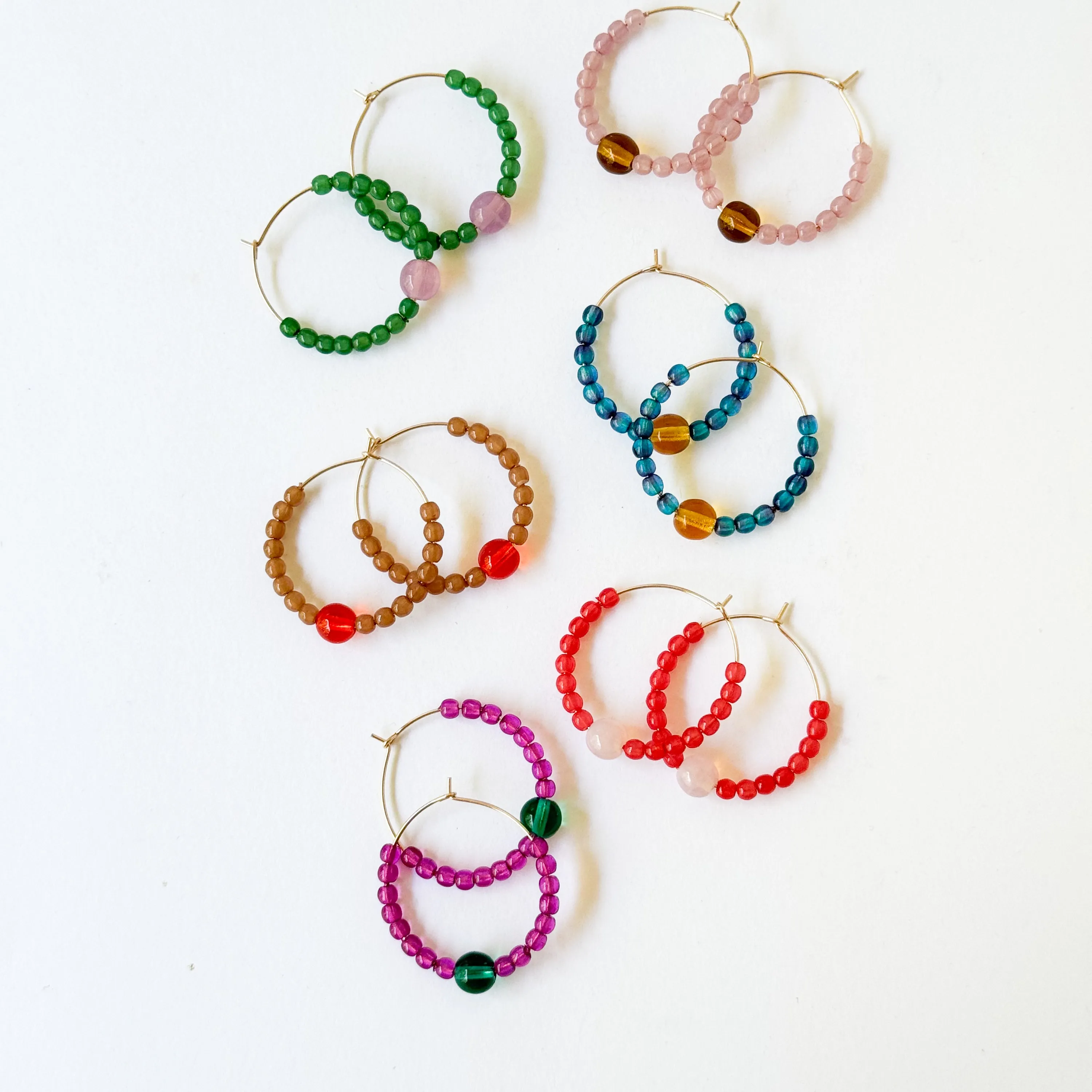 Colorful 1 Gold Filled Hoops with Beads