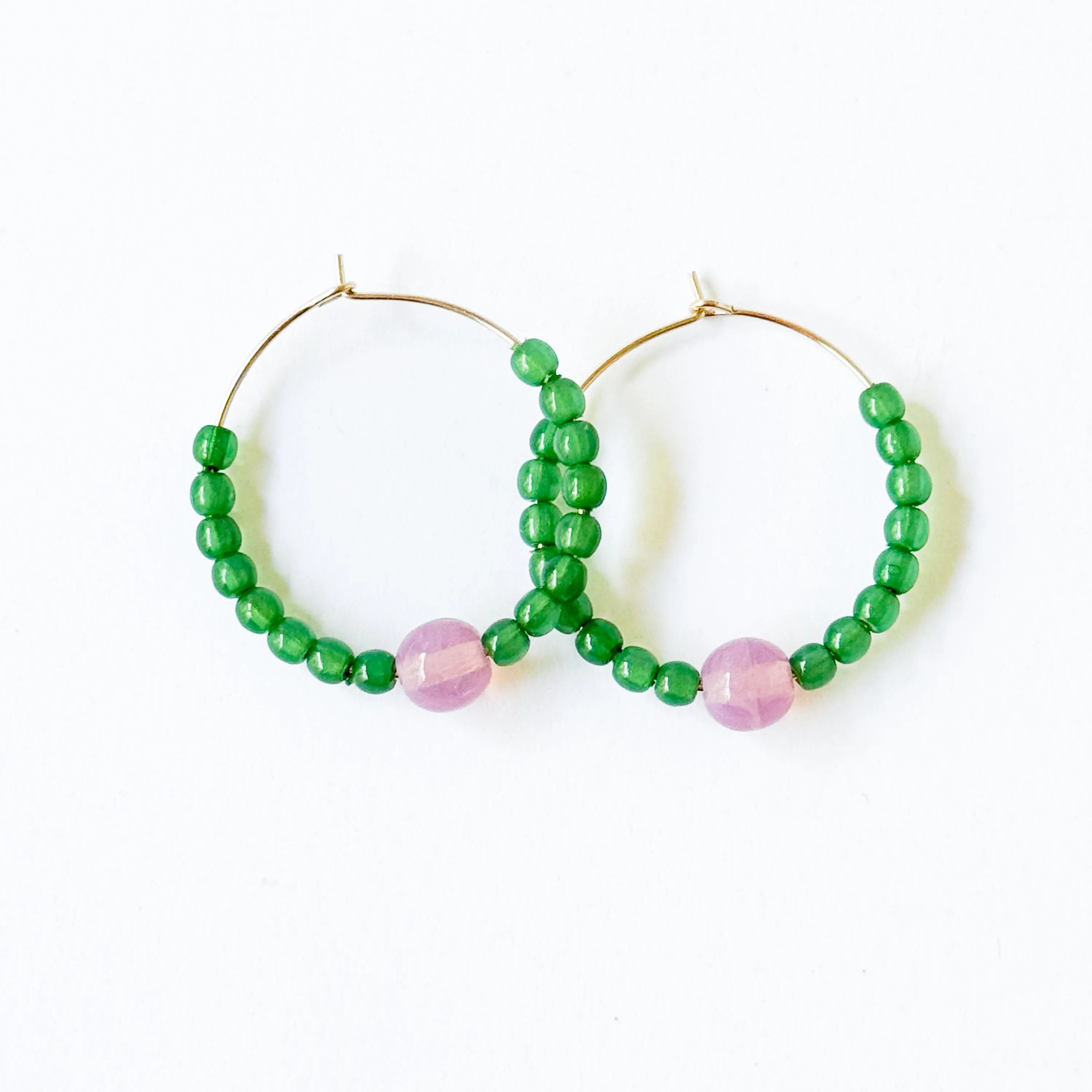 Colorful 1 Gold Filled Hoops with Beads