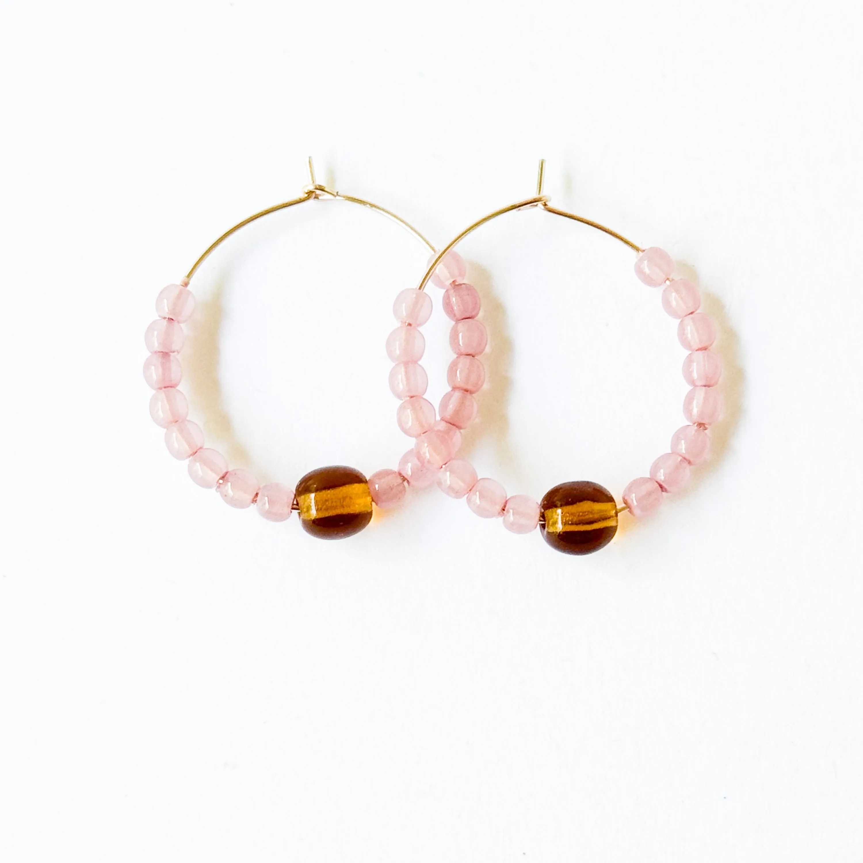 Colorful 1 Gold Filled Hoops with Beads