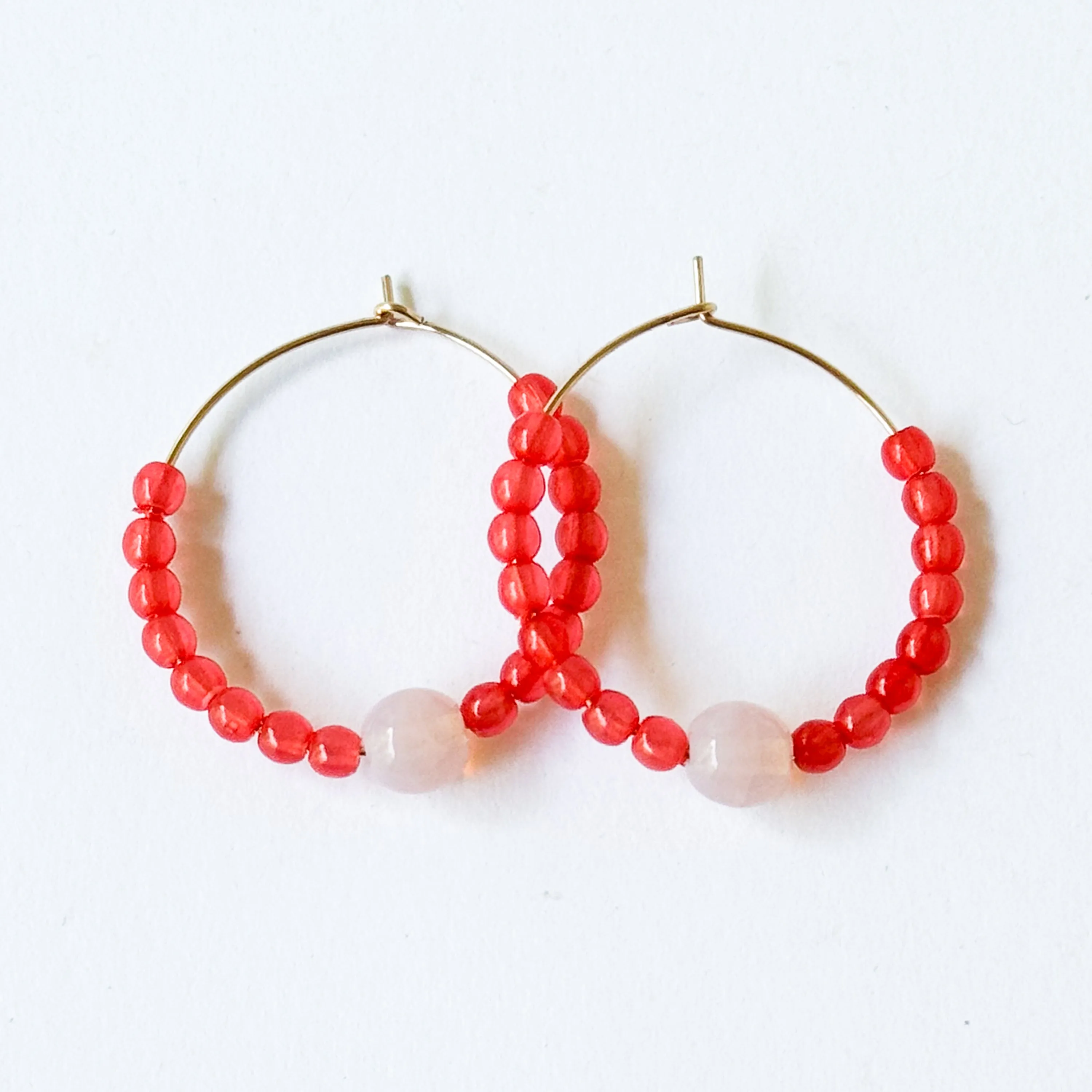 Colorful 1 Gold Filled Hoops with Beads