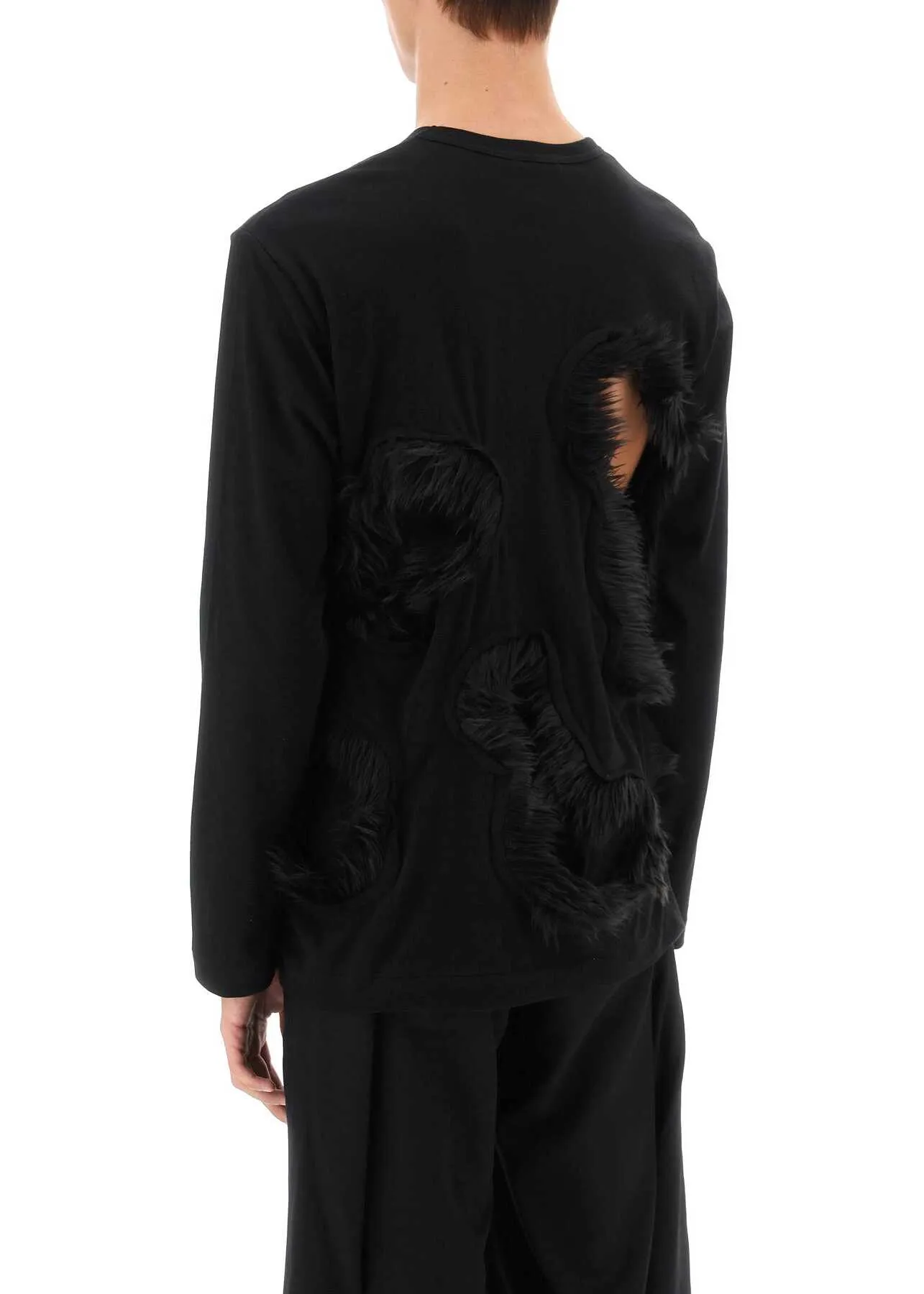 COMME des GARCONS  |Comme des Garçons Long-Sleeved T-Shirt With Faux Fur-Tri...