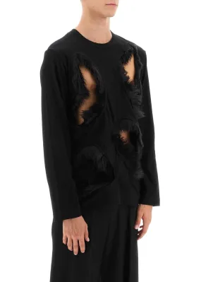 COMME des GARCONS  |Comme des Garçons Long-Sleeved T-Shirt With Faux Fur-Tri...