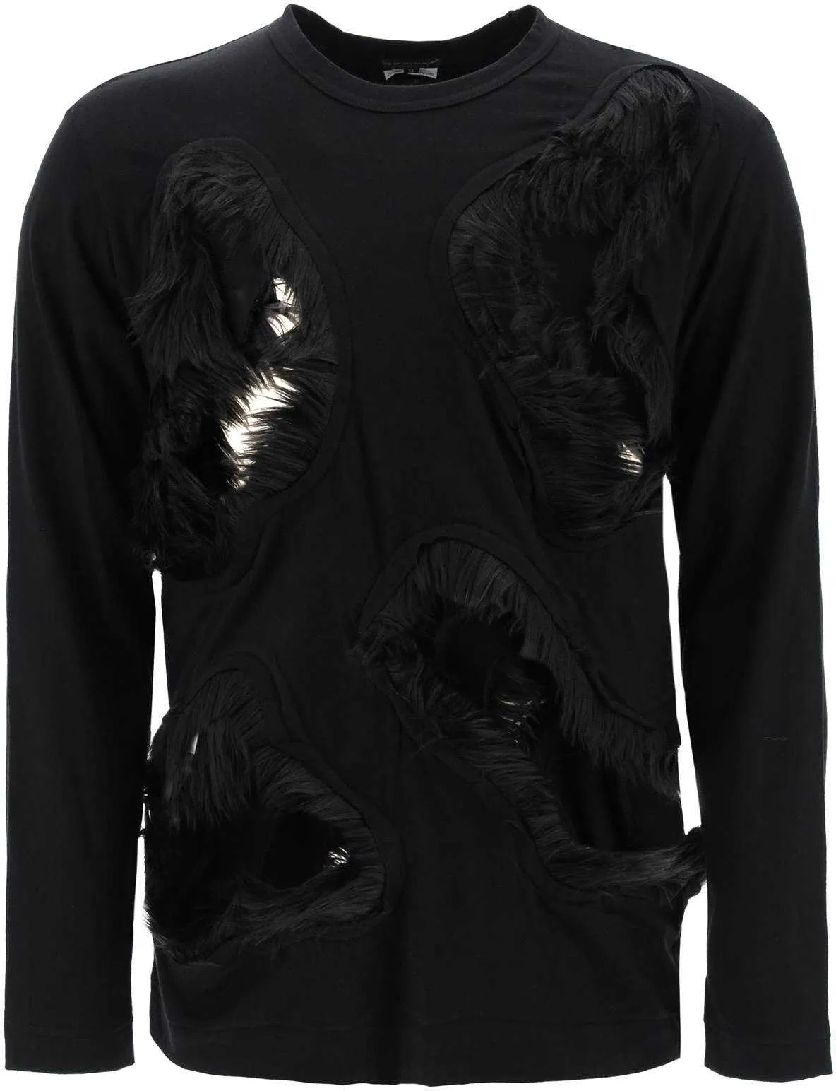 COMME des GARCONS  |Comme des Garçons Long-Sleeved T-Shirt With Faux Fur-Tri...