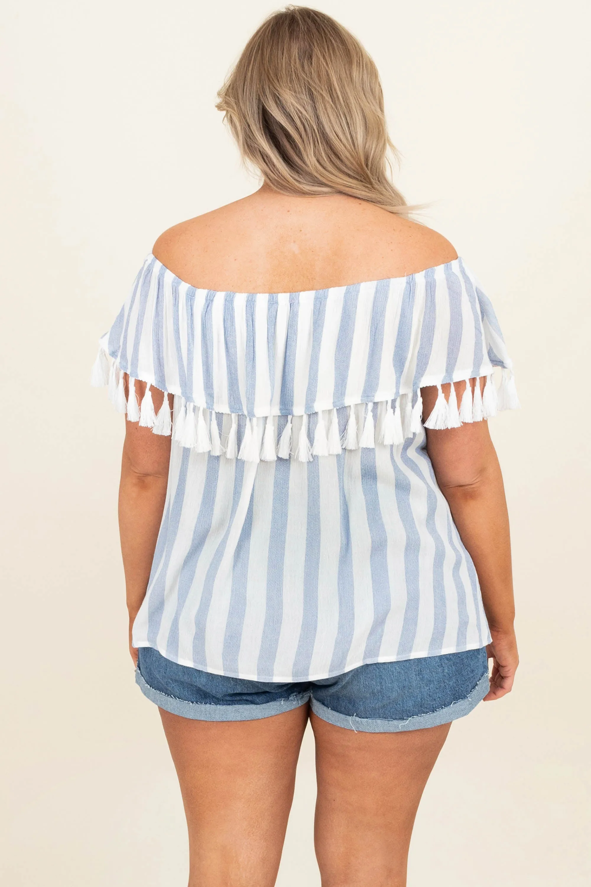 Confident In You Top, Ivory-Navy